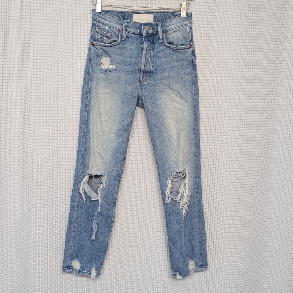 MOTHER Distressed Blue Jeans